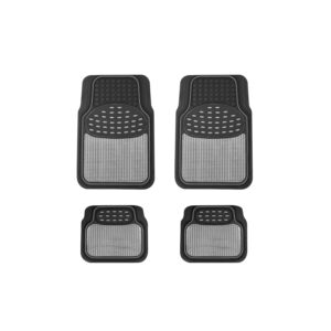 Streetwize Heavy-Duty Rubber Car Mat Set - Chrome Trim