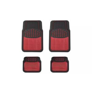 Streetwize Heavy-Duty Rubber Car Mat Set - Red Trim